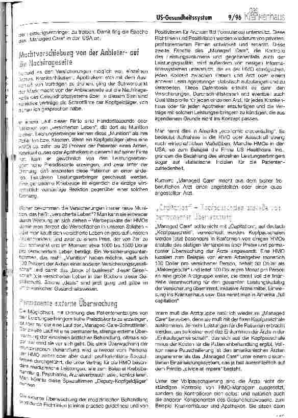 Vorschauseite 6: Können vom amerikanischen Gesundheitswesen nützliche Impulse für Europa erwartet werden?