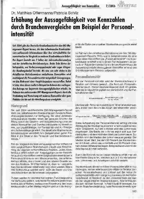 Vorschauseite 1: Erhöhung der Aussagefähigkeit von Kennzahlen durch Branchenvergleiche am Beispiel der Personalintensität