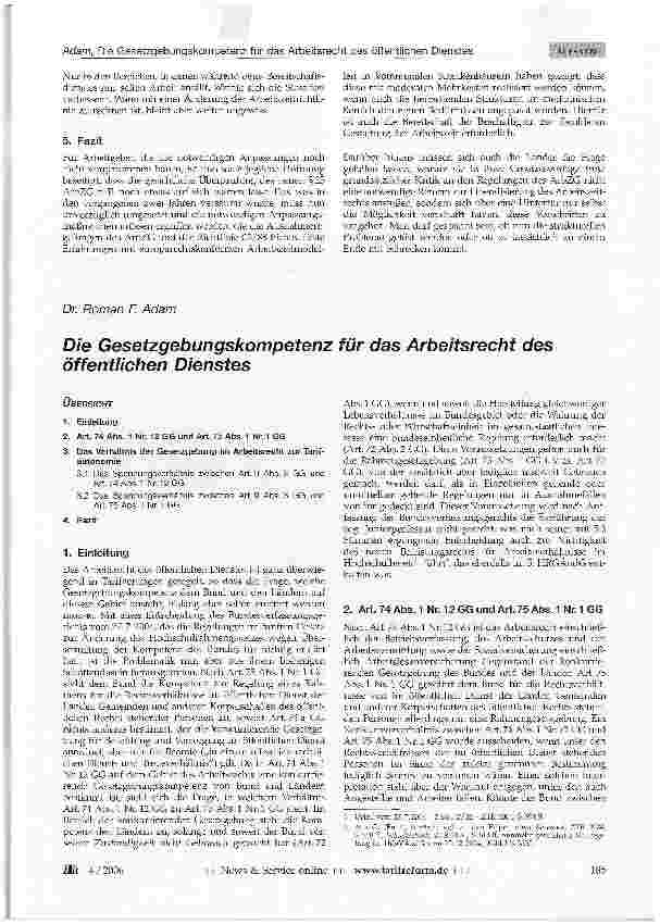 Vorschauseite 4: §25 ArbZG - ein Ende mit Schrecken? - Grenzen der Zumutbarkeitsrechtsprechung -