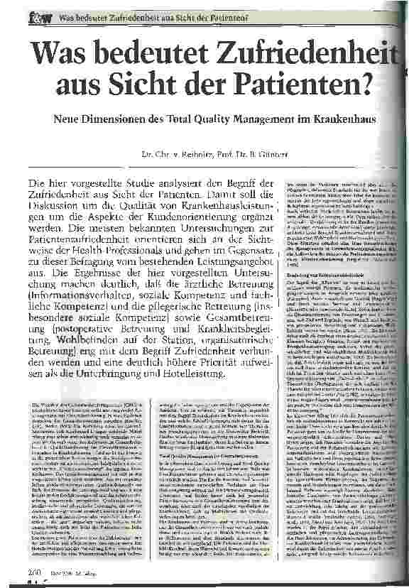 Vorschauseite 1: Was bedeutet Zufriedenheit aus Sicht der Patienten? Neue Dimensionen des Total Quality Management im Krankenhaus