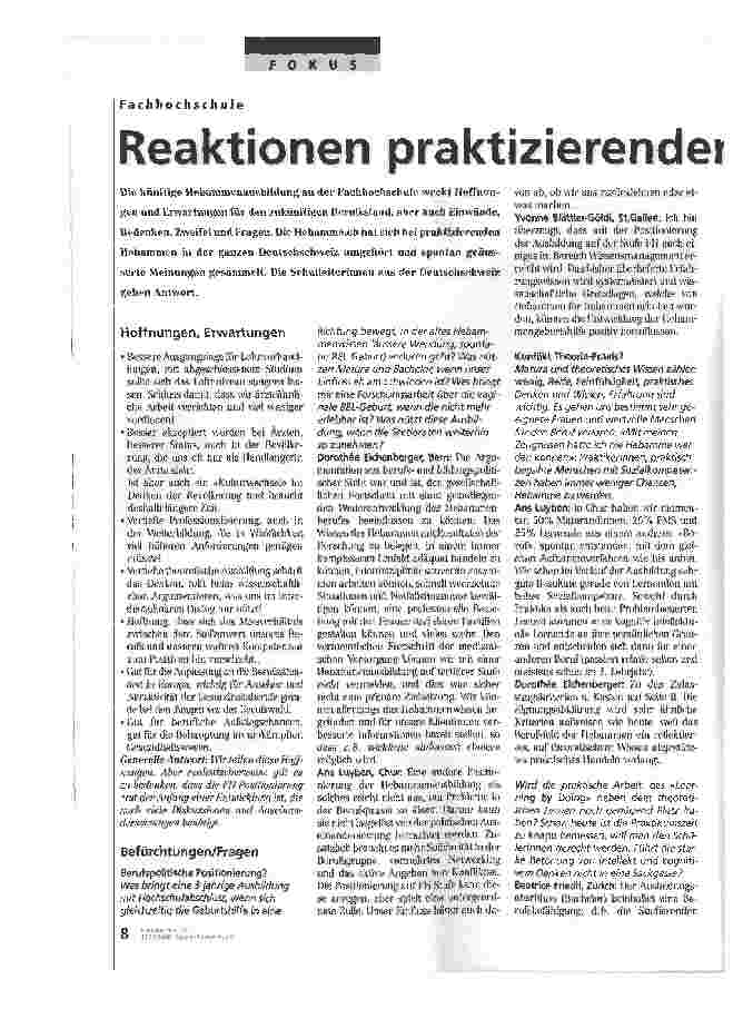 Vorschauseite 1: Reaktionen praktizierender Hebammen