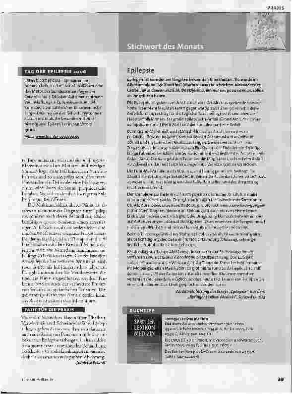 Vorschauseite 2: Besonderheiten der Altersepilepsie - Die verkannte Diagnose