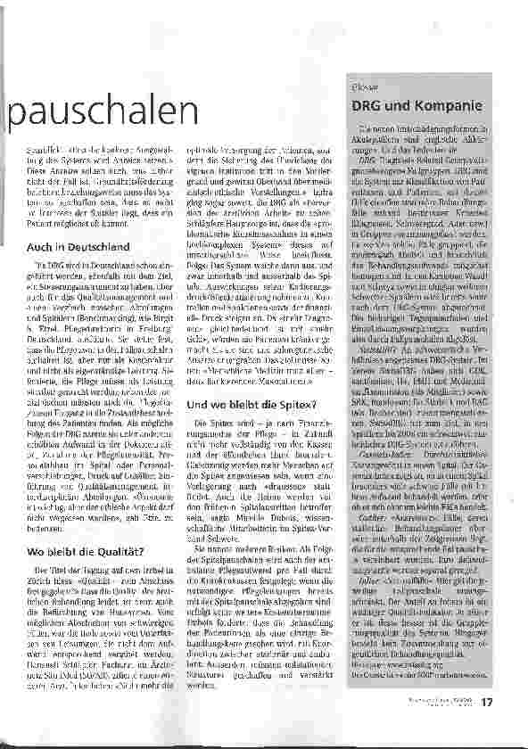 Vorschauseite 2: Das Für und Wider von Fallpauschalen