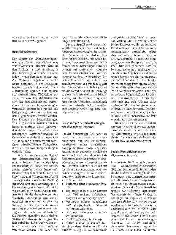 Vorschauseite 2: Dienstleistungen von allgemeinem InteresseBegriffsbestimmung und Auswirkungen auf die nationale Sozialpolitik