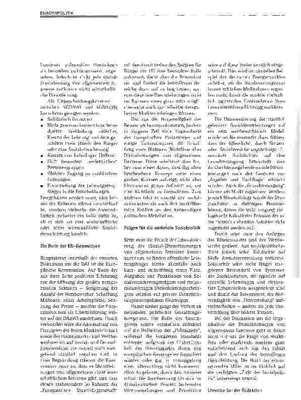 Vorschauseite 3: Dienstleistungen von allgemeinem InteresseBegriffsbestimmung und Auswirkungen auf die nationale Sozialpolitik