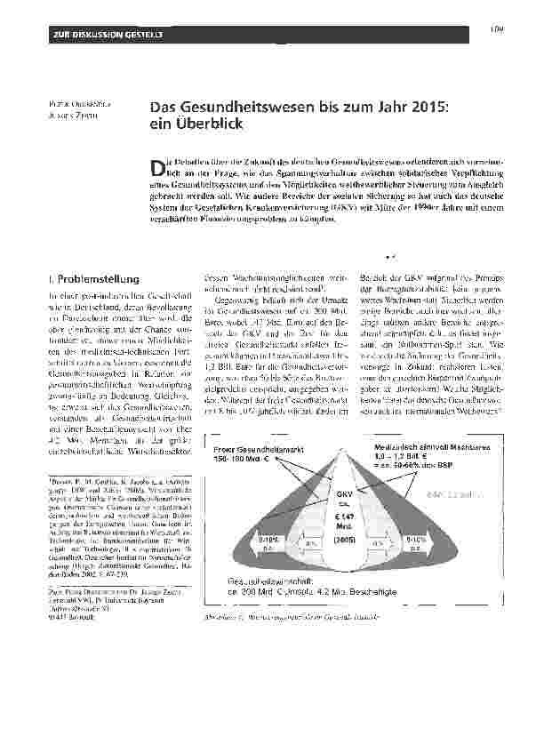 Vorschauseite 1: Das Gesundheitswesen bis zum Jahr 2015: ein Überblick