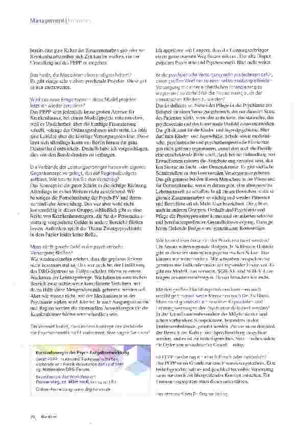 Vorschauseite 3: Psych-Entgeltsystem Wir brauchen einen neuen Aufbruch