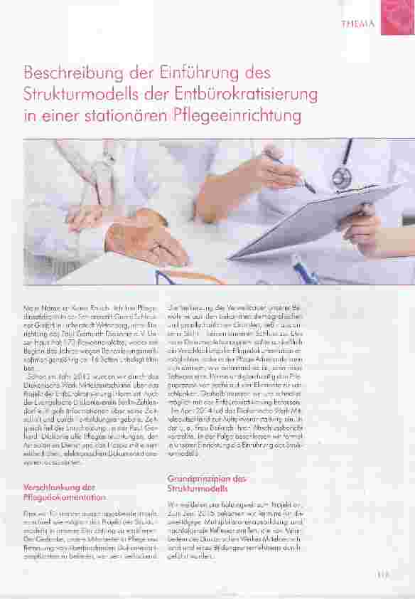 Vorschauseite 1: Beschreibung der Einführung des Strukturmodells der Entbürokratisierung in einer stationären Pflegeeinrichtung