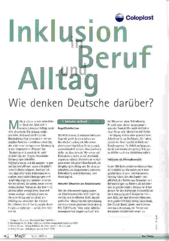 Vorschauseite 1: Inklusion in Beruf und Alltag Wie denken Deutsche darüber?