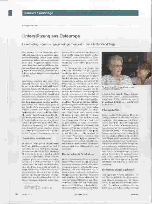 Vorschauseite 1: Unterstützung aus Osteuropa Faire Bedingungen und gegenseitiger Respekt in der 24-Stunden-Pflege