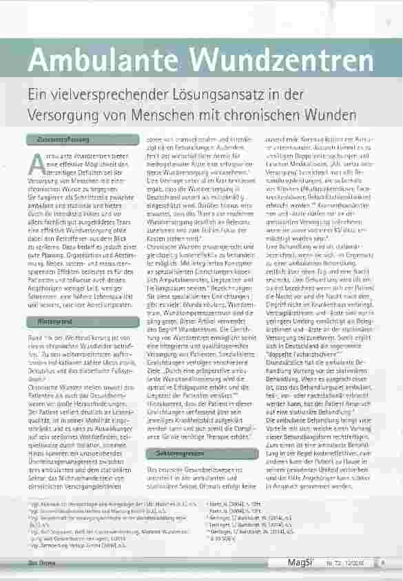 Vorschauseite 1: Ambulante Wundzentren Ein vielversprechender Lösungsansatz in der Versorgung von Menschen mit chronischen Wunden