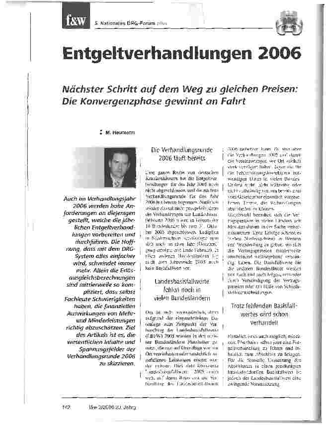 Vorschauseite 1: Entgeltverhandlungen 2006Nächster Schritt auf dem Weg zu gleichen Preisen: Die Konvergenzphase gewinnt an Fahrt