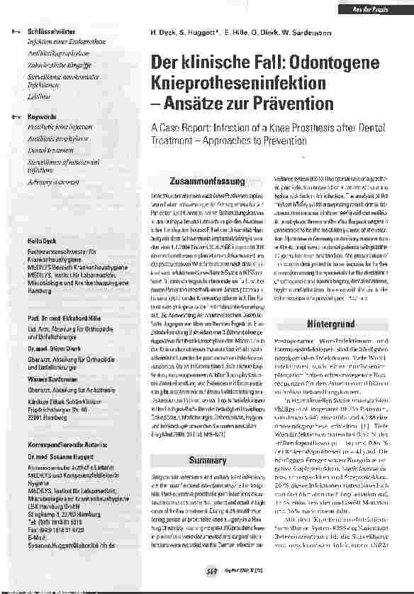 Vorschauseite 1: Der klinische Fall: Odontogene Knieprotheseninfektion - Ansätze zur Prävention