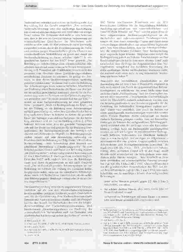 Vorschauseite 3: Das Erste Gesetz zur Änderung des Wissenschaftszeitvertragsgesetzes (WissZeitVG) und seine Auswirkungen auf die Personalpraxis der Universitätsklinika