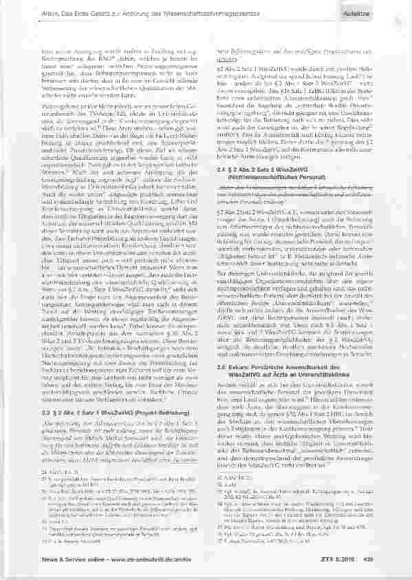 Vorschauseite 4: Das Erste Gesetz zur Änderung des Wissenschaftszeitvertragsgesetzes (WissZeitVG) und seine Auswirkungen auf die Personalpraxis der Universitätsklinika