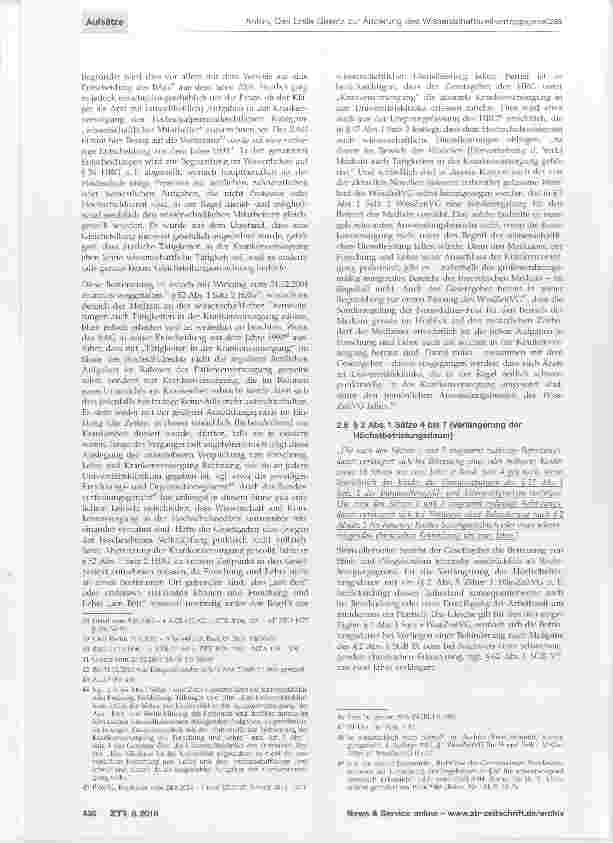 Vorschauseite 5: Das Erste Gesetz zur Änderung des Wissenschaftszeitvertragsgesetzes (WissZeitVG) und seine Auswirkungen auf die Personalpraxis der Universitätsklinika