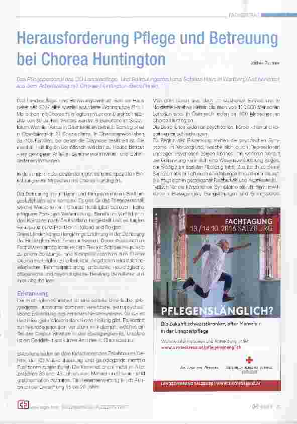 Vorschauseite 1: Herausforderung Pflege und Betreuung bei Chorea Huntington