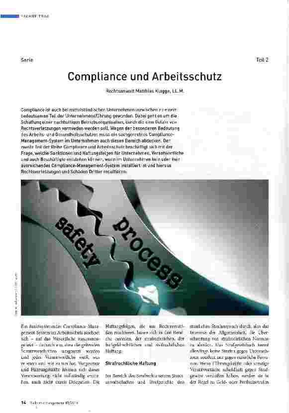 Vorschauseite 1: Compliance und Arbeitsschutz