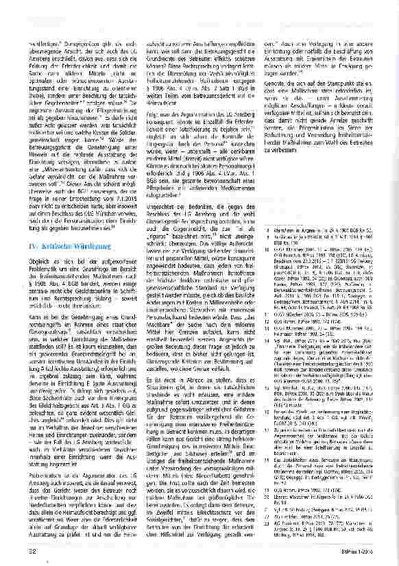 Vorschauseite 2: Zur Erforderlichkeit freiheitsentziehender Maßnahmen gem. § 1906 Abs. 4 BGB - Berücksichtigung unzureichender finanzieller, sachlicher oder personeller Ausstattung? Besprechung de…