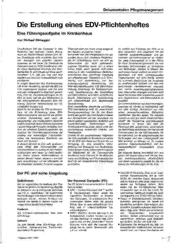 Vorschauseite 1: Die Erstellung eines EDV-Pflichtenheftes Eine Führungsaufgabe im Krankenhaus