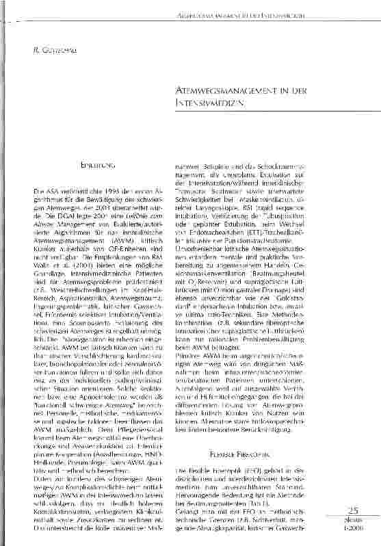 Vorschauseite 1: ATEMWEGSMANAGEMENT IN DER INTENSIVMEDIZIN