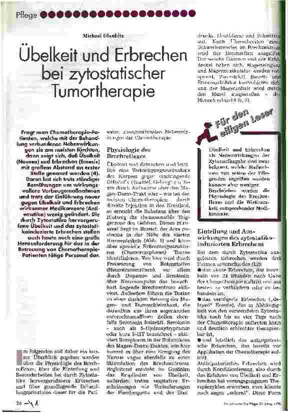 Vorschauseite 1: Übelkeit und Erbrechen bei zytostatischer Tumortherapie