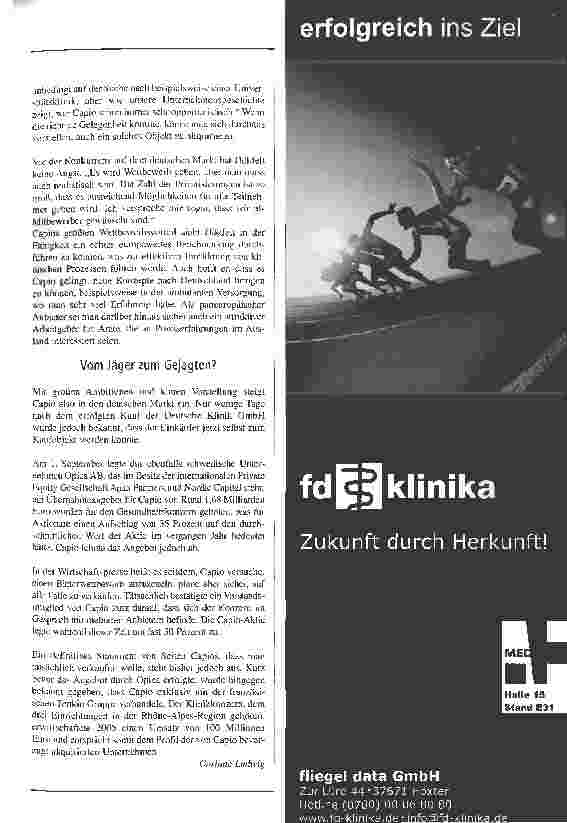 Vorschauseite 4: Capio will den deutschen Markt erobern