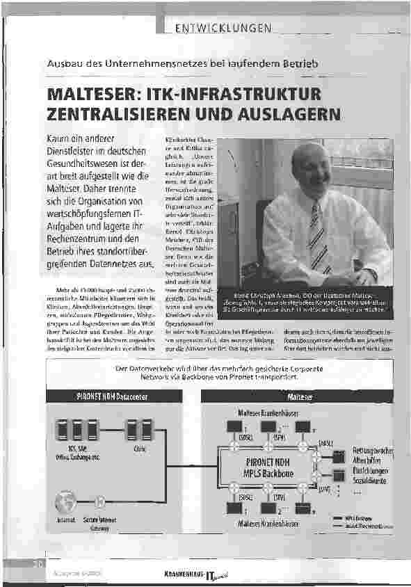 Vorschauseite 1: Ausbau des Unternehmensnetzes bei laufendem BetriebMALTESER: ITK-INFRASTRUKTUR ZENTRALISIEREN UND AUSLAGERN