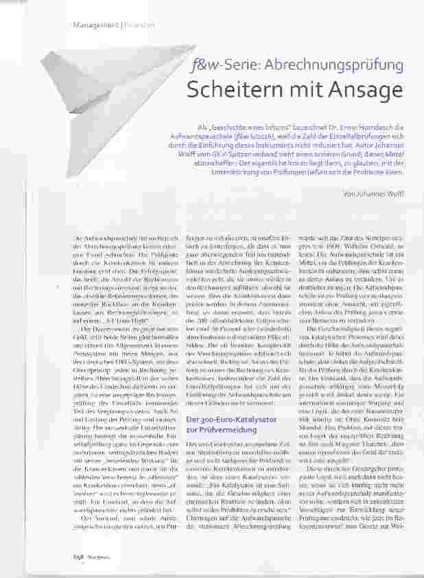 Vorschauseite 1: /&w-Serie: Abrechnungsprüfung Scheitern mit Ansage