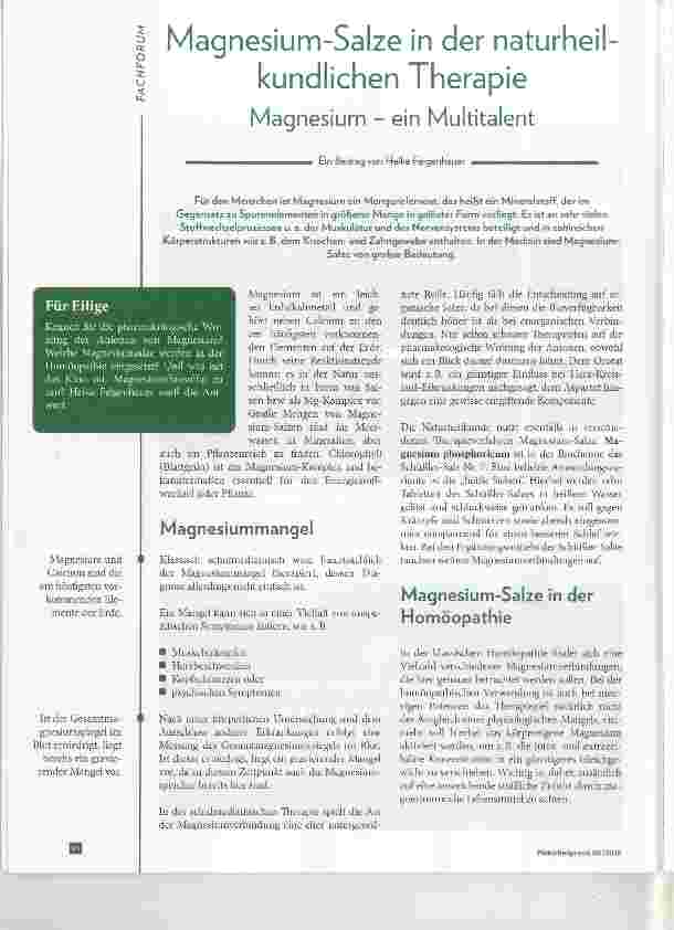 Vorschauseite 1: Magnesium-Salze in der naturheilkundlichen Therapie