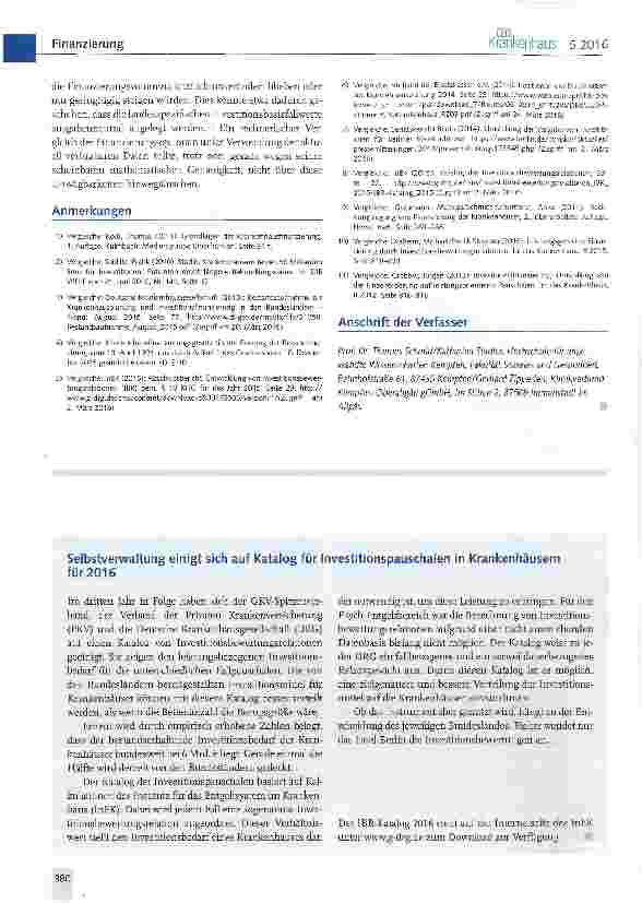 Vorschauseite 5: Investitionsbewertungsrelationen (IBR): finanzielle Folgen für das einzelne Krankenhaus