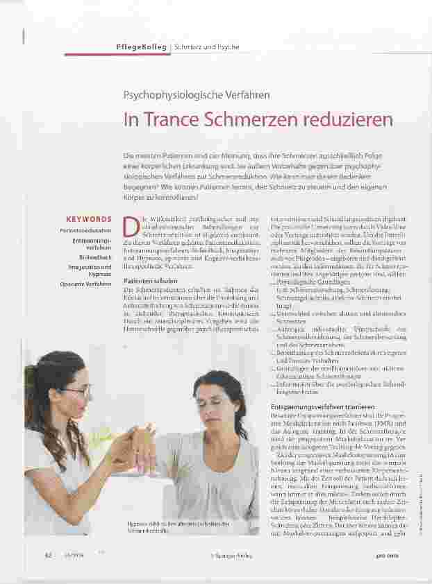 Vorschauseite 1: Psychophysiologische Verfahren In Trance Schmerzen reduzieren