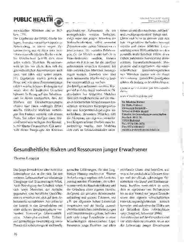 Vorschauseite 1: Gesundheitliche Risiken und Ressourcen junger Erwachsener