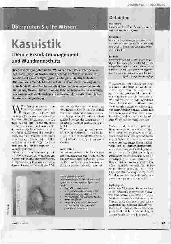 Vorschauseite 1: KasuistikThema: Exsudatmanagement und Wundrandschutz