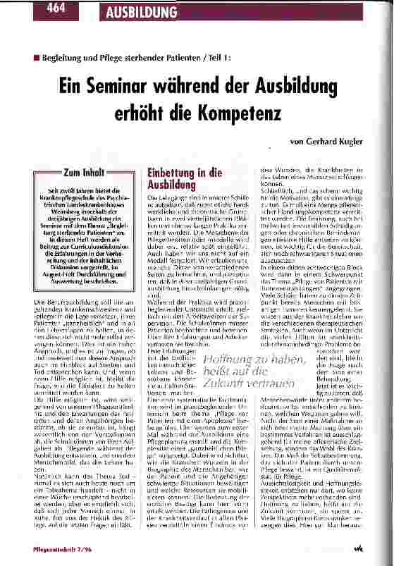 Vorschauseite 1: Ein Seminar während der Ausbildung erhöht die Kompetenz