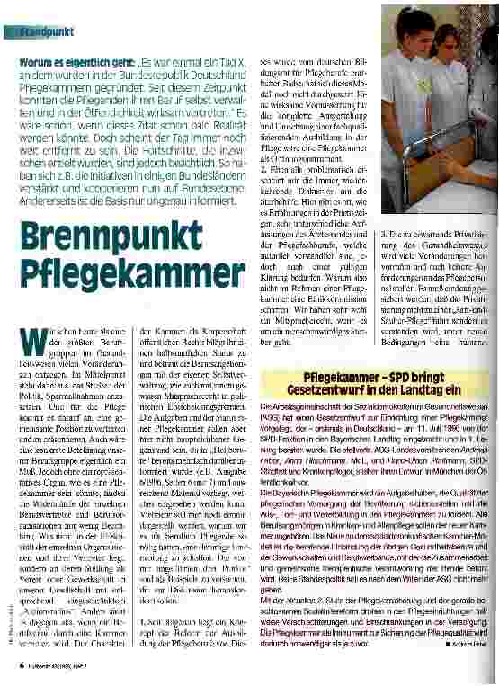 Vorschauseite 1: Brennpunkt Pflegekammer