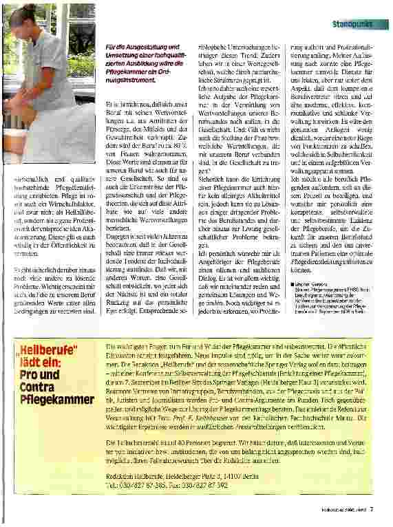 Vorschauseite 2: Brennpunkt Pflegekammer