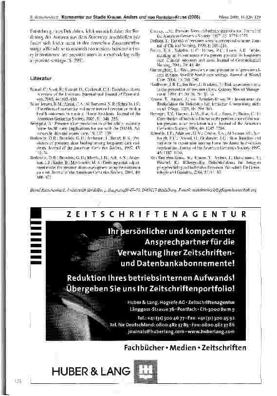 Vorschauseite 4: Kommentar zur Studie von Krause, Anders und von Rentelen-Kruse (2005): Inkontinenz als Risikofaktor für Dekubitus hält kritischer Überprüfung nicht stand
