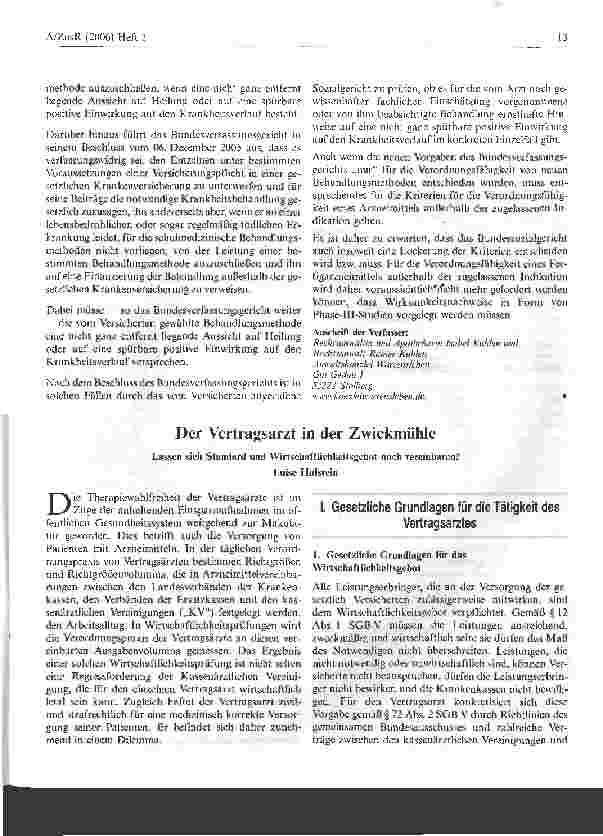 Vorschauseite 1: Der Vertragsarzt in der Zwickmühle