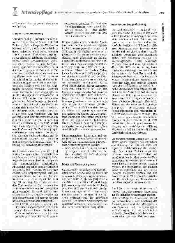Vorschauseite 6: Zusammenhang zwischen Quantität und Qualität der Bronchialtoilette und Inzidenz nosokomialer Pneumonien bei endotracheal intubierten Patienten