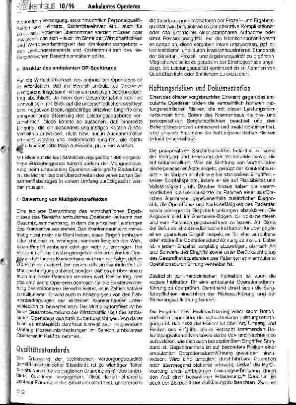 Vorschauseite 4: Ambulantes Operieren im Krankenhaus (III) Erfahrungen und Handlungsempfehlungen für die Krankenhauspraxis