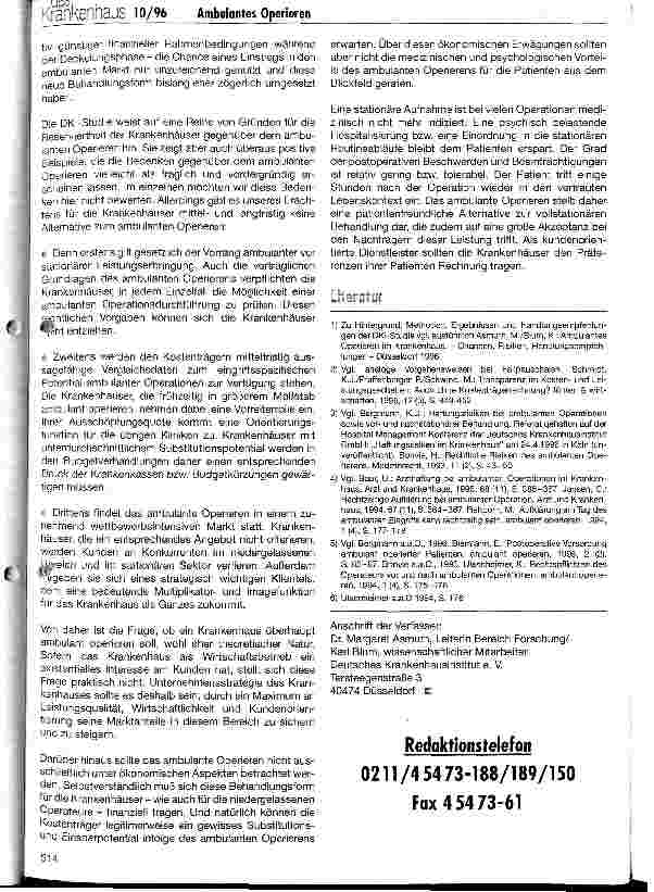 Vorschauseite 6: Ambulantes Operieren im Krankenhaus (III) Erfahrungen und Handlungsempfehlungen für die Krankenhauspraxis