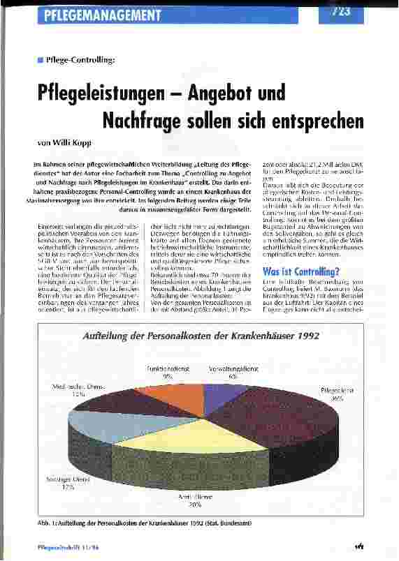 Vorschauseite 1: Pflege-Controlling: Pflegeleistungen - Angebot und Nachfrage sollen sich entsprechen