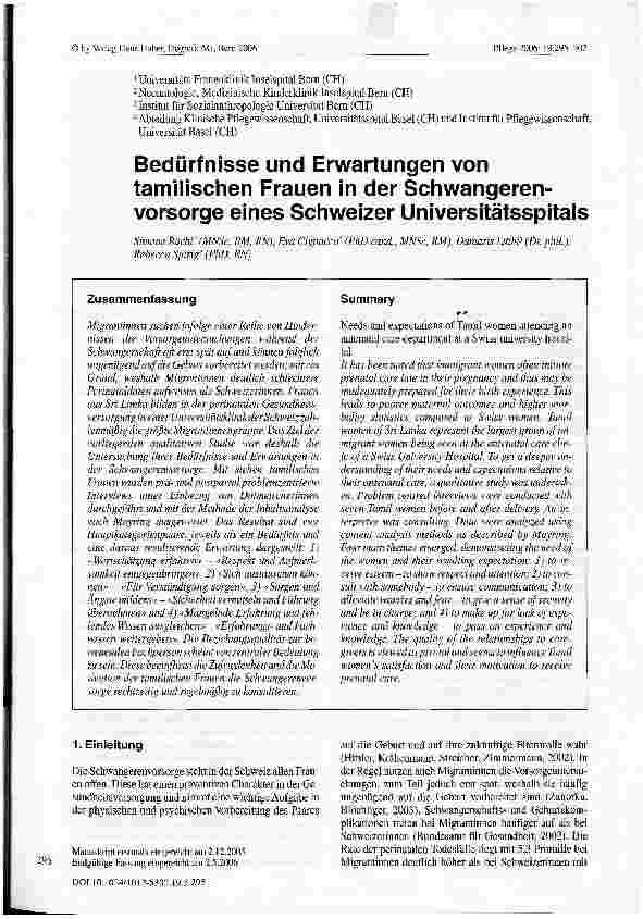 Vorschauseite 1: Bedürfnisse und Erwartungen von tamilischen Frauen in der Schwangerenvorsorge eines Schweizer Universitätsspitals
