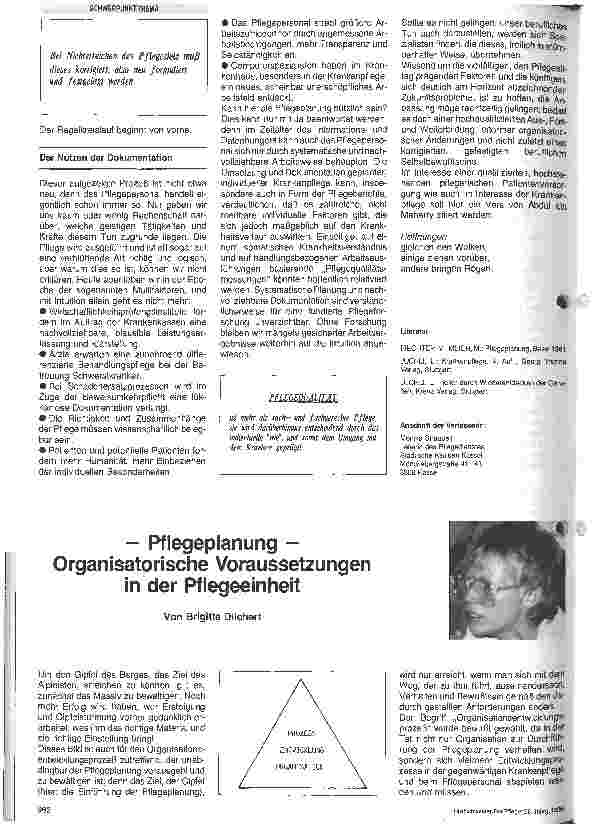 Vorschauseite 3: Pflegeplanung, eine Chance für die Weiterentwicklung der Krankenpflege