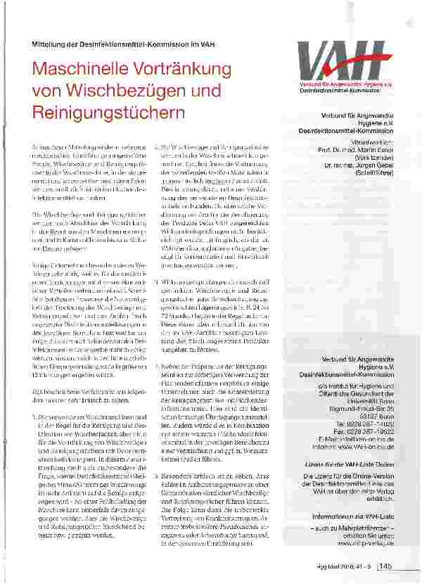Vorschauseite 1: Maschinelle Vortränkung von Wischbezügen und Reinigungstüchern