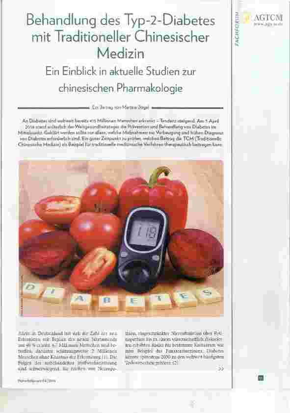 Vorschauseite 1: Behandlung des Typ-2-Diabetes mit Traditioneller Chinesischer Medizin