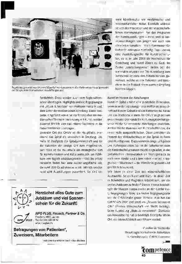 Vorschauseite 2: Kunst und Kultur im Spital:Bestandteil des Lebens