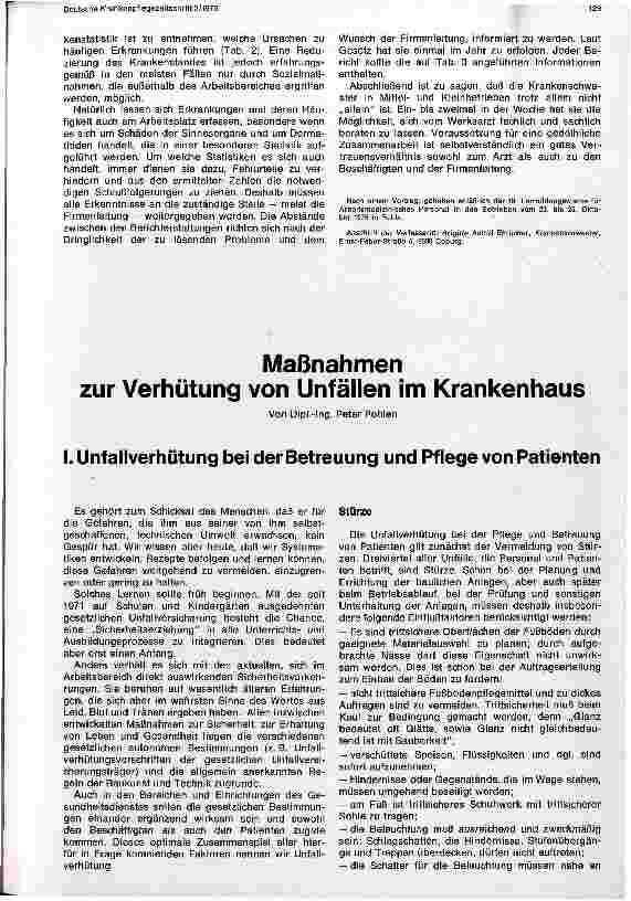 Vorschauseite 1: Maßnahmen zur Verhütung von Unfällen im Krankenhaus