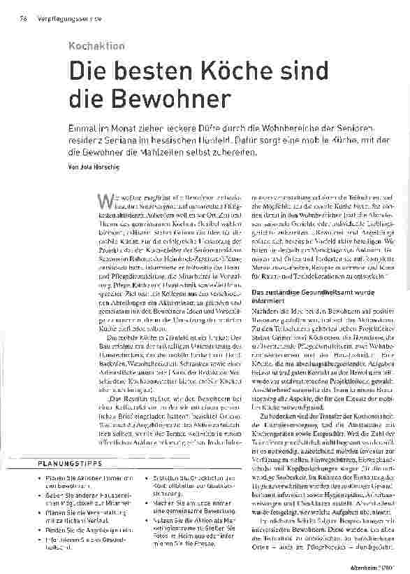 Vorschauseite 1: KochaktionDie besten Köche sind die Bewohner.